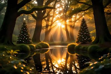 L'éclat des lumières dans la forêt enneigée