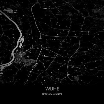Schwarz-weiße Karte von Wijhe, Overijssel. von Rezona