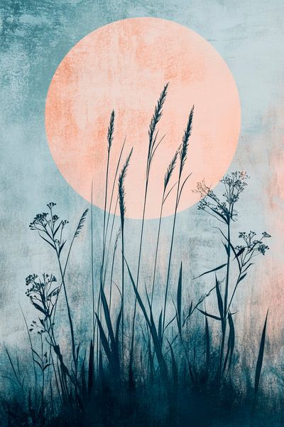 Silhouette of the grasses in the moonlight by Poster Art Shop