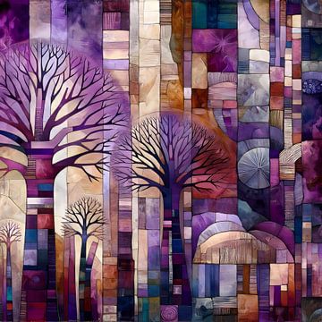 Collage geheimnisvoller lila Wald von Lois Diallo