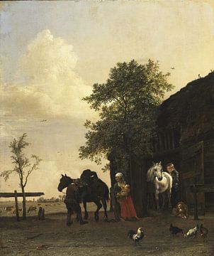 Mensen met paarden bij een stal, Paulus Potter