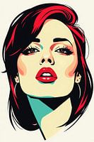 Pop-art meisje met rode lippen