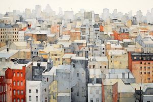 Stad Abstract | Skyline van ARTEO Schilderijen