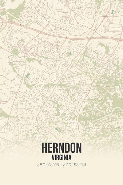 Carte ancienne de Herndon (Virginie), USA. par Affiches de lieux