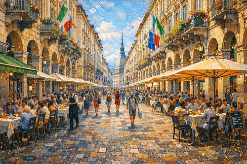 Turijn in Italië, een impressionistisch schilderij.