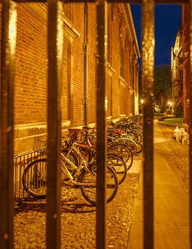 Ville étudiante de Cambridge, vélos derrière une barrière