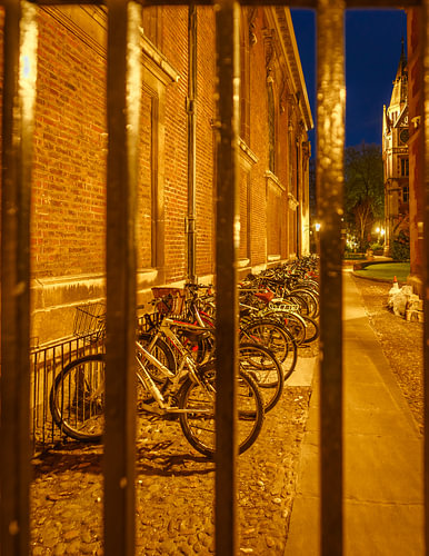 Student city Cambridge, bicycles behind fence