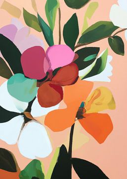Abstract schilderij kleurrijke bloemen van Studio Allee