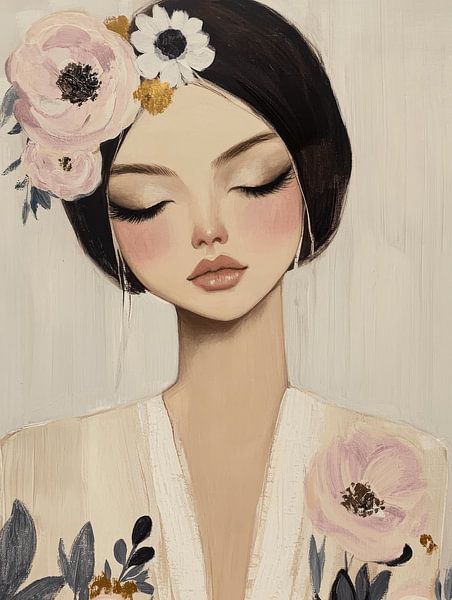 Portrait moderne aux couleurs pastel par Carla Van Iersel