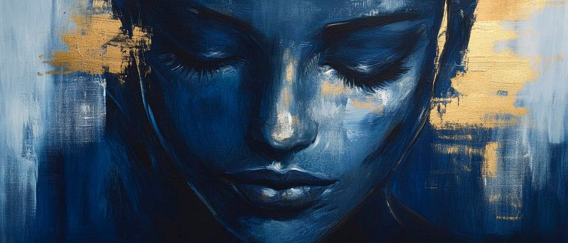 Portrait bleu plein de sérénité intérieure par Poster Art Shop