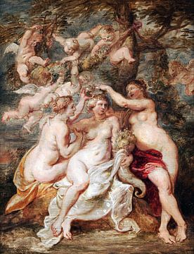 Peter Paul Rubens, Nimfen die de godin van overvloed bejubelen - 1622