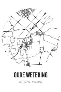 Oude Wetering (Zuid-Holland) | Karte | Schwarz-Weiß von Rezona