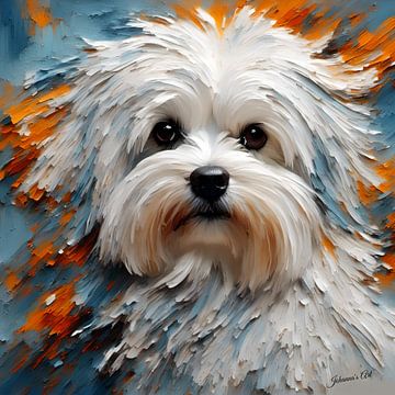 Hondenkunst - Maltezer hond 2 van Johanna's Art