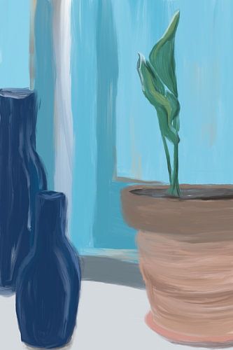 Still life terracotta pot and plant by Romy Smit