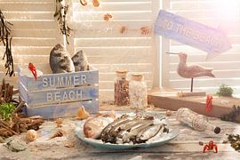 Sunny scene of the beach by Henny Brouwers