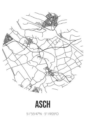 Asch (Gelderland) | Landkaart | Zwart-wit