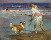 Girls on the Beach with Dog by Antonije Lazovic thumbnail