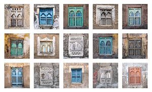Collage de vieilles fenêtres à Oman.