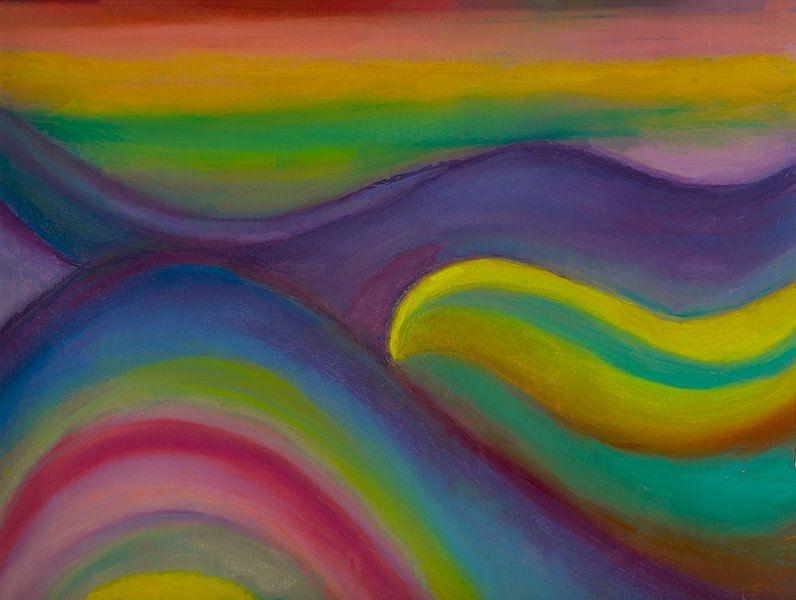 Back with colour to the 1970s. Hand-painted with oil pastel. by Ineke de Rijk