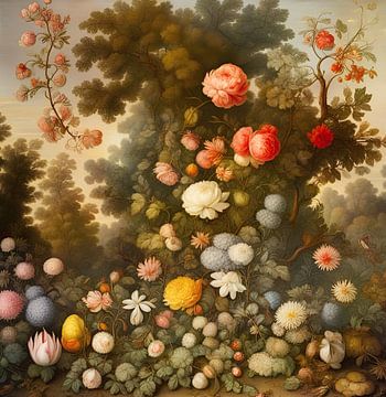 Un jardin fleuri dans le style d'Ambrosius Bosschaert sur Carina Dumais