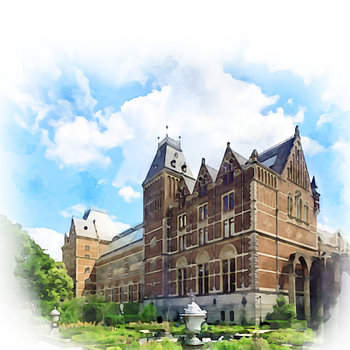 Amsterdam, the Rijksmuseum and the Museum Gardens.