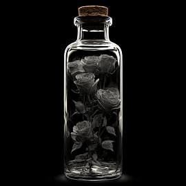 Rozen in glazen fles zwart-wit van TheXclusive Art