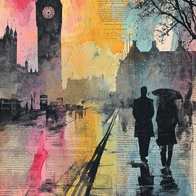 Urbanes Stadtbild - London Dreamy Malerei von BowiScapes Abstrakt und digitale Kunst