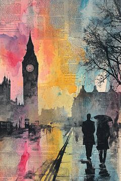 Urban Cityscape - London Dreamy Painting by BowiScapes abstract and digital art