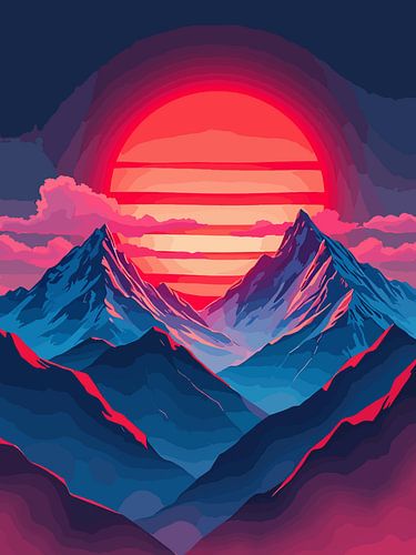 Rétro Sunset Mountain Highway