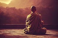 Buddhistischer Mönch meditiert in einem Raum 01 von Animaflora PicsStock Miniaturansicht