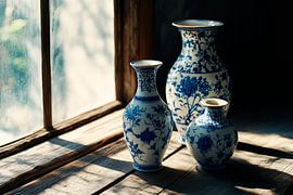 Artistic vases on the windowsill by Poster Art Shop