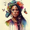 Floral Native Warrior Frau Schmetterling Aura von Chromatic Fusion Studio