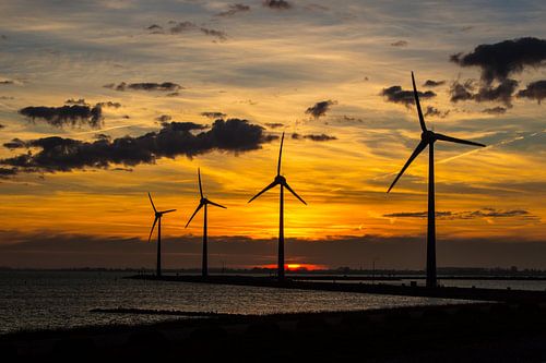 Winter sky with windmills