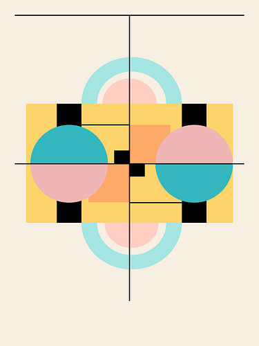 Bauhaus Summer Line No.2 – Abstracte Poster met Zomerse Pastelkleuren
