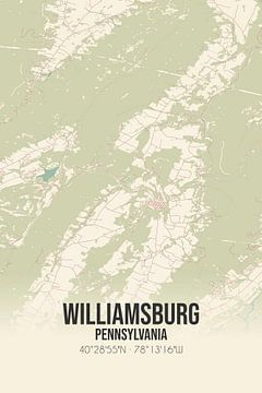 Vieille carte de Williamsburg (Pennsylvanie), USA. sur Rezona
