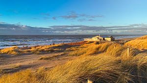 Beach tent seen from the dunes