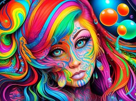 Die Frau mit den Tattoos im Gesicht II von DeVerviersBelgium