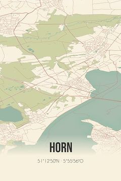 Vintage landkaart van Horn (Limburg) van MijnStadsPoster