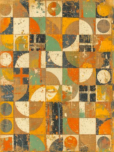 Industrial painting, Geometric abstract in Bauhaus style by Studio Pieternel