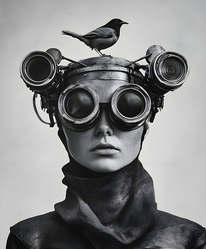 Observateur d'oiseaux dans le futur