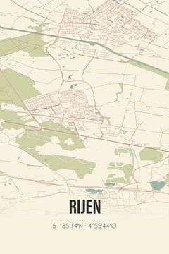 Vintage landkaart van Rijen (Noord-Brabant) van MijnStadsPoster