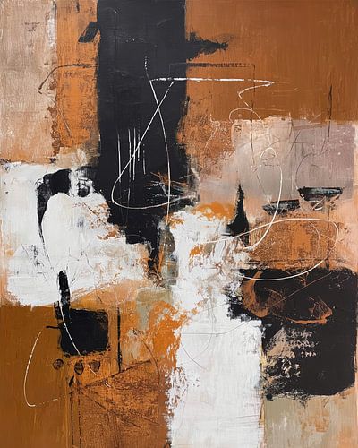 Warme Aardetinten en Grafische Vormen | Modern Abstract Schilderij