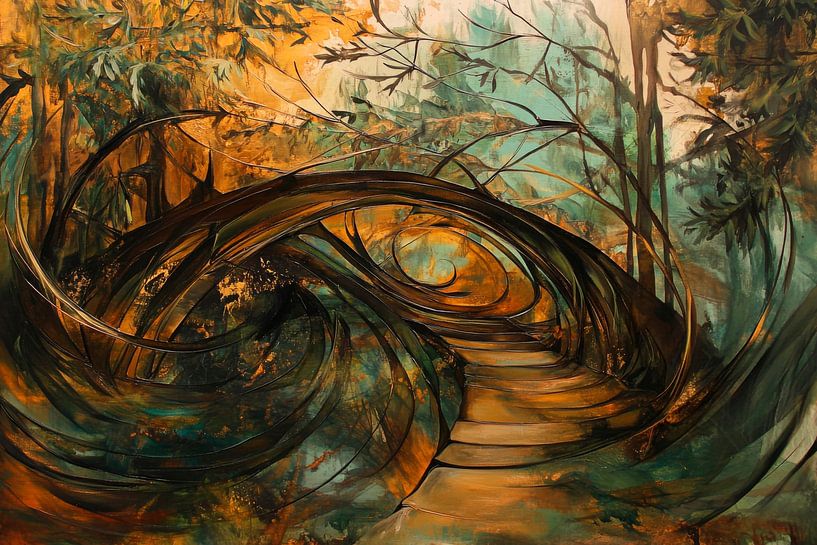 Fantasie van het bospad van Poster Art Shop