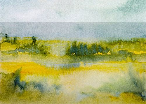 Une journée tranquille dans les dunes | Aquarelle sur WatercolorWall