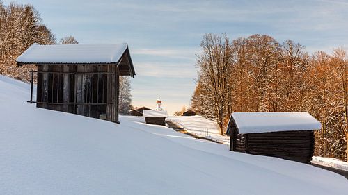 Winter in Wamberg, Beieren, Zuid Duitsland