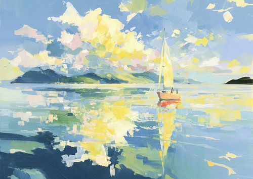 Zeilboot op een kalme zee