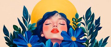 Flower woman in the sunlight - Colourful by Poster Art Shop