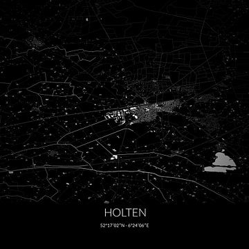 Zwart-witte landkaart van Holten, Overijssel. van Rezona