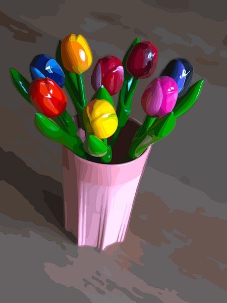 Houten tulpen van Domstad Rudie