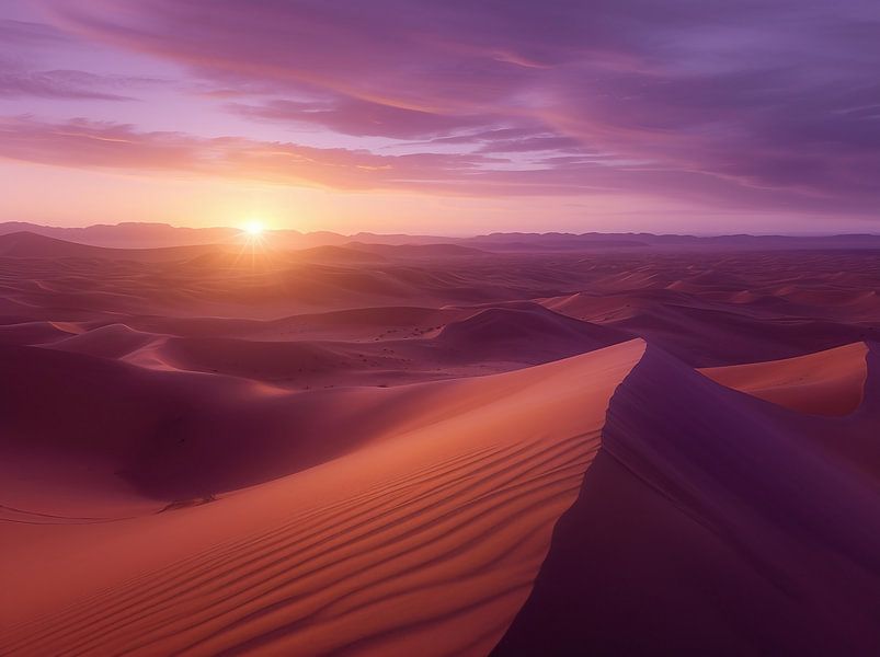 Woestijn dageraad ontwaakt van fernlichtsicht